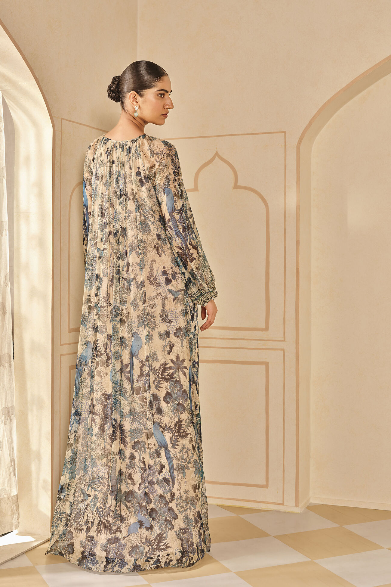 Turaya Printed Bemberg Kaftan - Beige, Beige, image 3